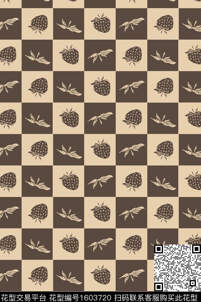 格子草莓椰子数码印花华亿平台下载（图片编号: 1603720） - 瓦栏（Walan）