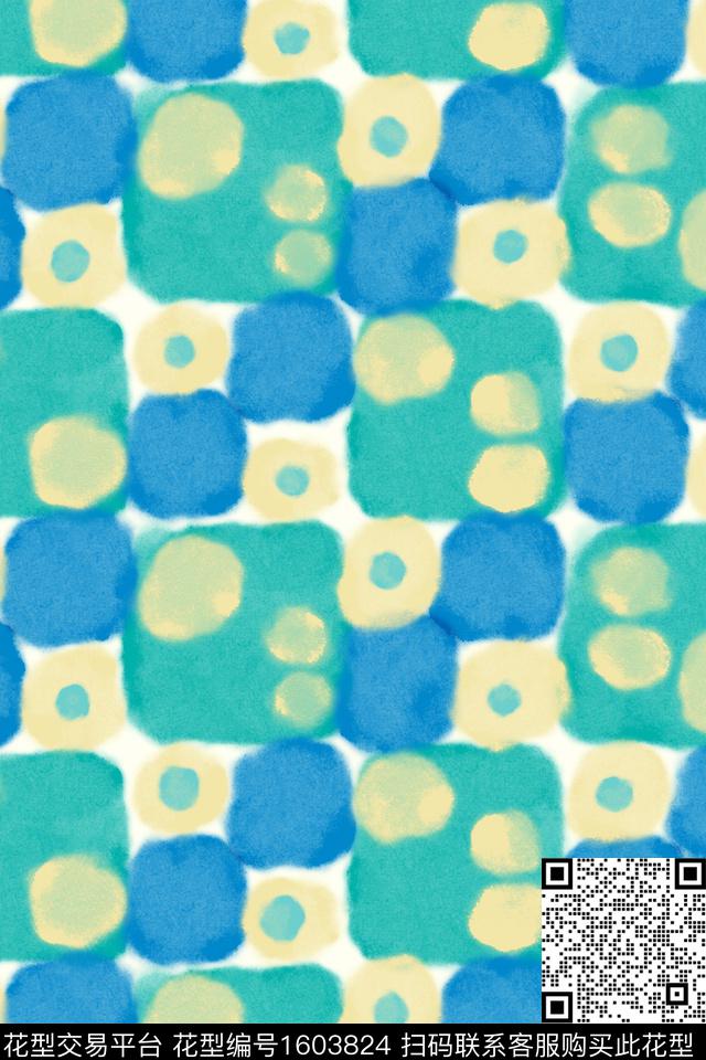 肌理水彩波点数码印花华亿平台下载（图片编号: 1603824） - 瓦栏（Walan）