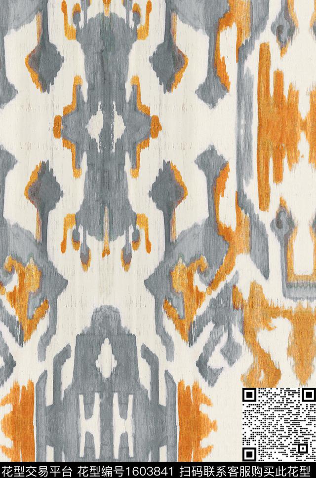 民族风水彩抽象数码印花华亿平台下载（图片编号: 1603841） - 瓦栏（Walan）