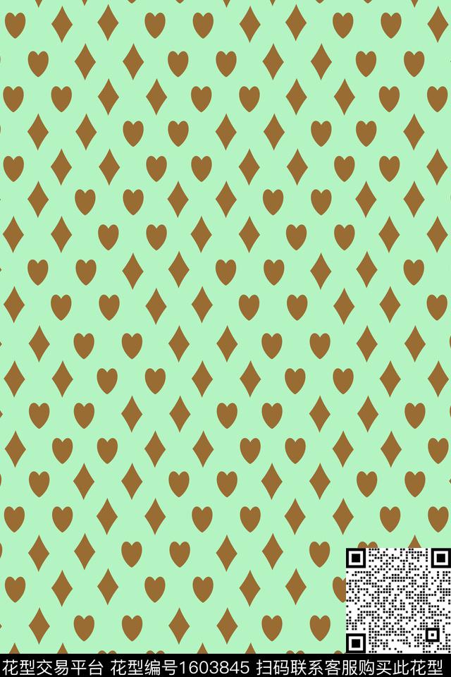 几何方片爱心传统印花华亿平台下载（图片编号: 1603845） - 瓦栏（Walan）