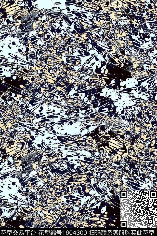 抽象墨迹涂鸦数码印花华亿平台下载（图片编号: 1604300） - 瓦栏（Walan）