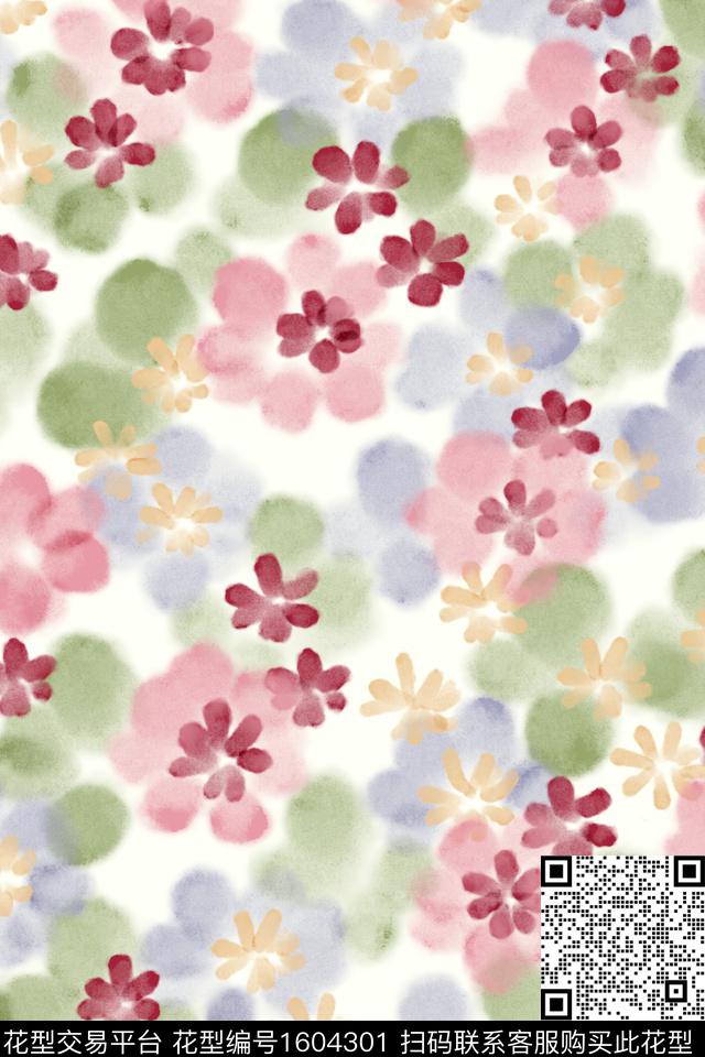 小清新清爽底花卉小碎花数码印花华亿平台下载（图片编号: 1604301） - 瓦栏（Walan）