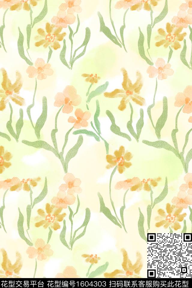 小清新清爽底花卉小碎花数码印花华亿平台下载（图片编号: 1604303） - 瓦栏（Walan）