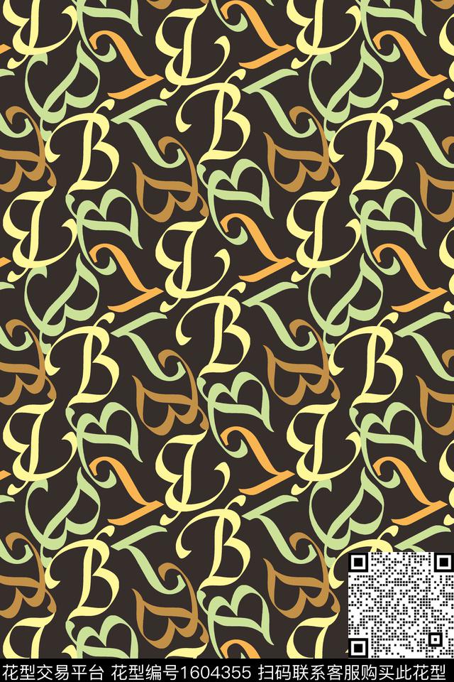 趣味字母文字图像传统印花华亿平台下载（图片编号: 1604355） - 瓦栏（Walan）