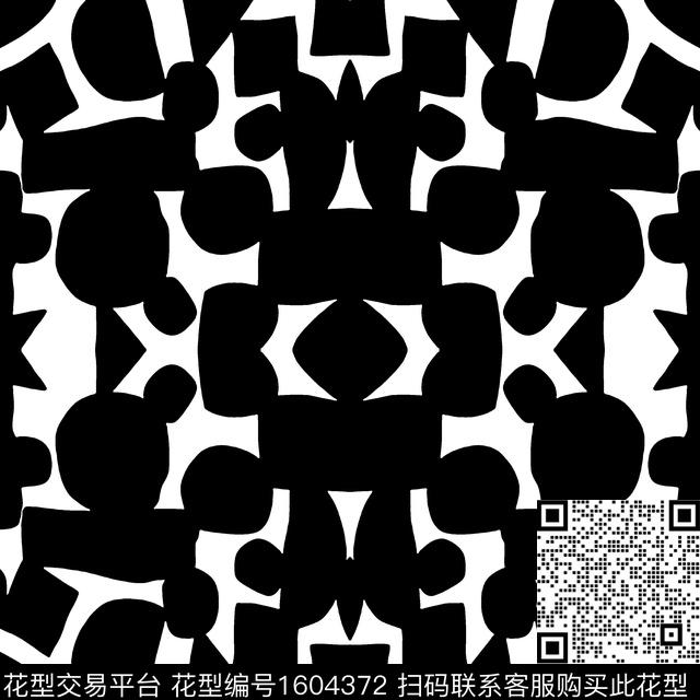 黑白华亿平台大牌风几何传统印花华亿平台下载（图片编号: 1604372） - 瓦栏（Walan）