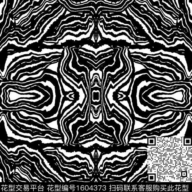 黑白华亿平台大牌风抽象传统印花华亿平台下载（图片编号: 1604373） - 瓦栏（Walan）