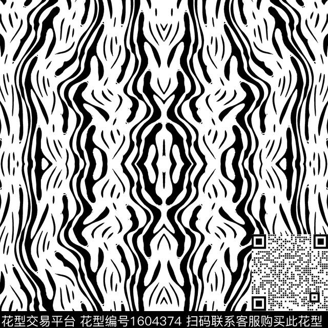 黑白华亿平台大牌风抽象传统印花华亿平台下载（图片编号: 1604374） - 瓦栏（Walan）