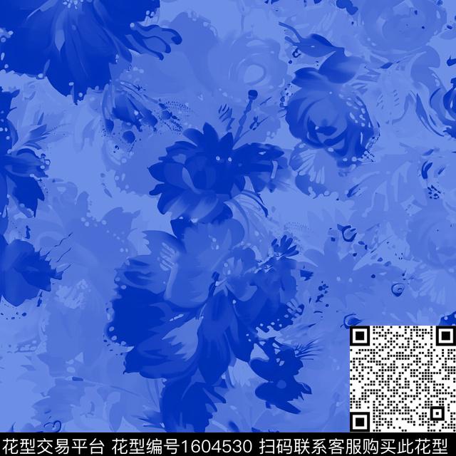 花卉抽象花卉水彩数码印花华亿平台下载（图片编号: 1604530） - 瓦栏（Walan）