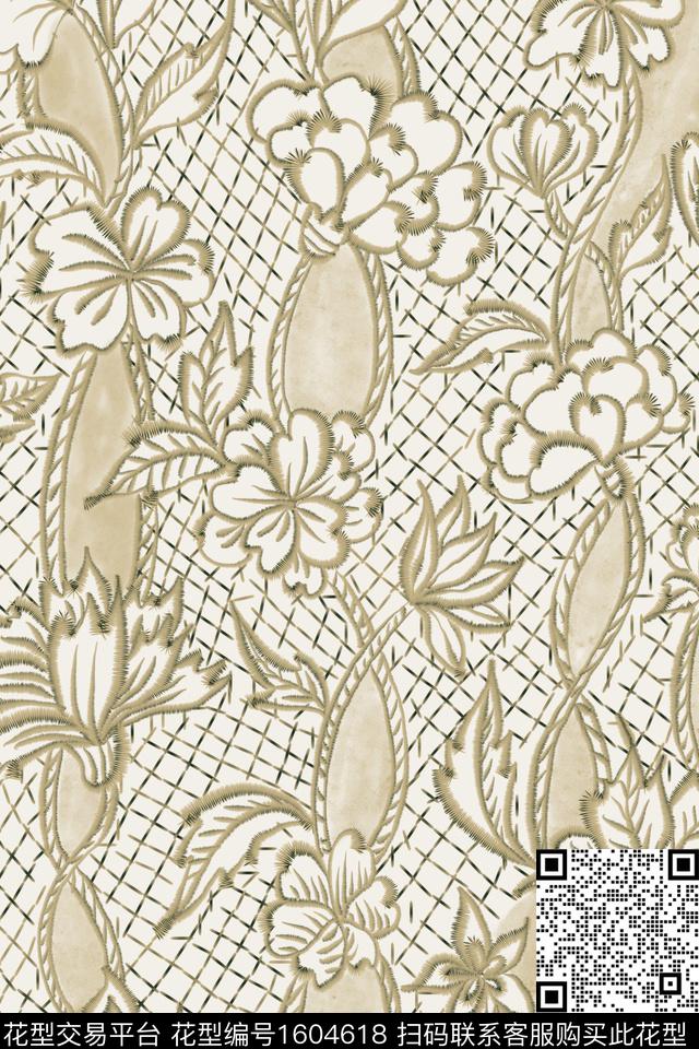 平面花卉民族风花卉数码印花华亿平台下载（图片编号: 1604618） - 瓦栏（Walan）