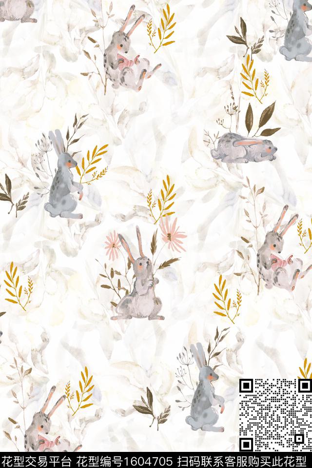 兔子年轻女性趣味数码印花华亿平台下载（图片编号: 1604705） - 瓦栏（Walan）