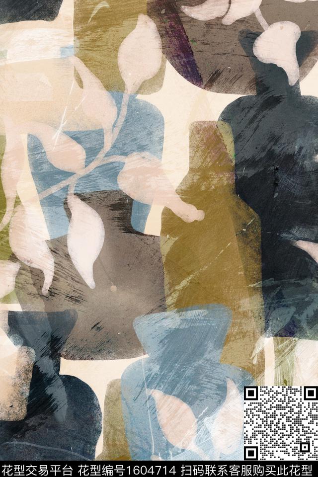 肌理花瓶混合拼接数码印花华亿平台下载（图片编号: 1604714） - 瓦栏（Walan）