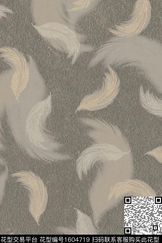 肌理羽毛抽象数码印花华亿平台下载（图片编号: 1604719） - 瓦栏（Walan）