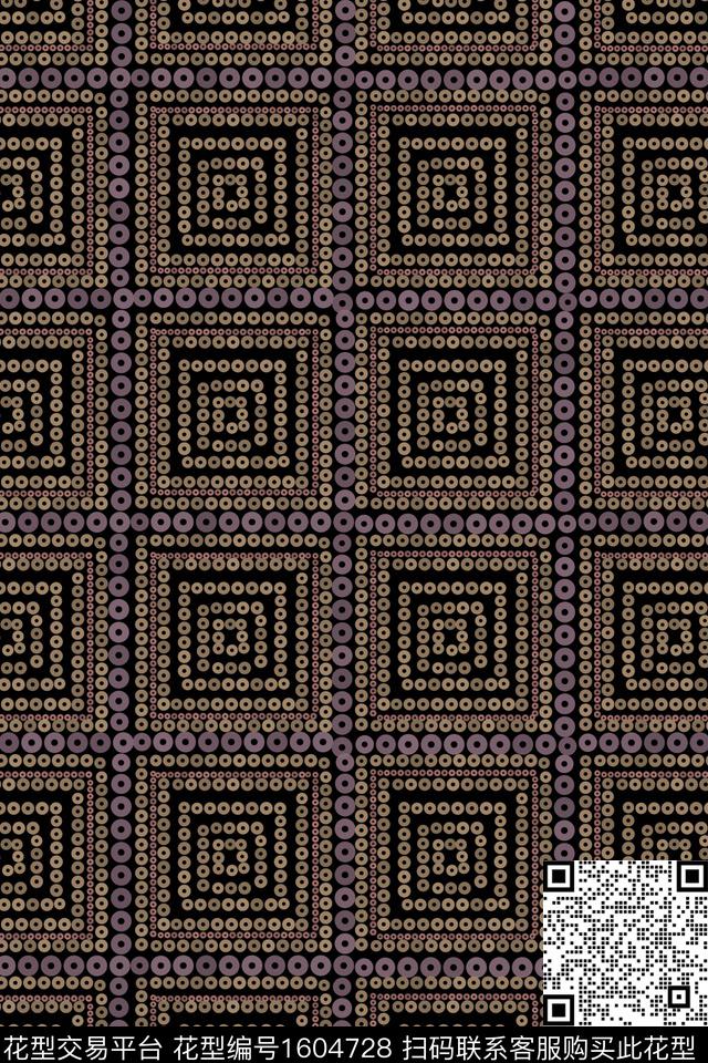 格子复古珠片传统印花华亿平台下载（图片编号: 1604728） - 瓦栏（Walan）