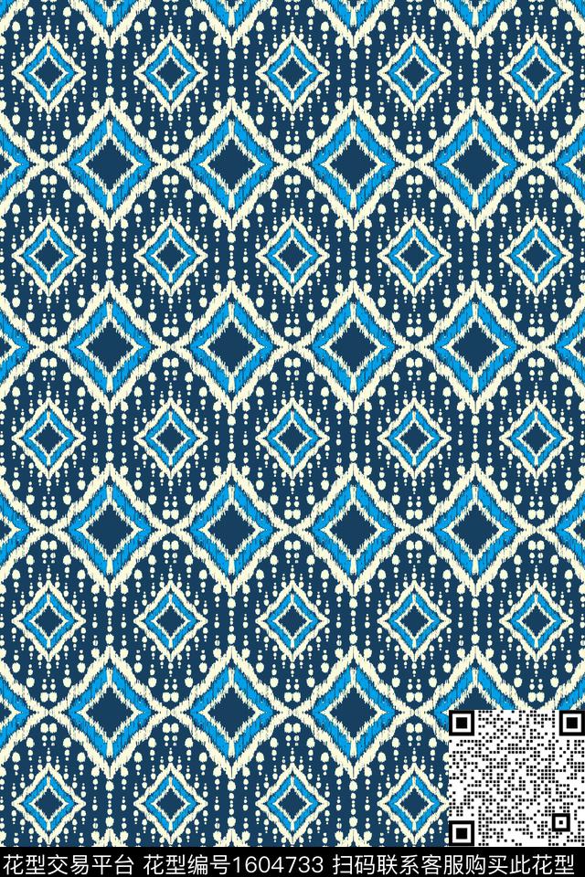 民族风格子几何数码印花华亿平台下载（图片编号: 1604733） - 瓦栏（Walan）