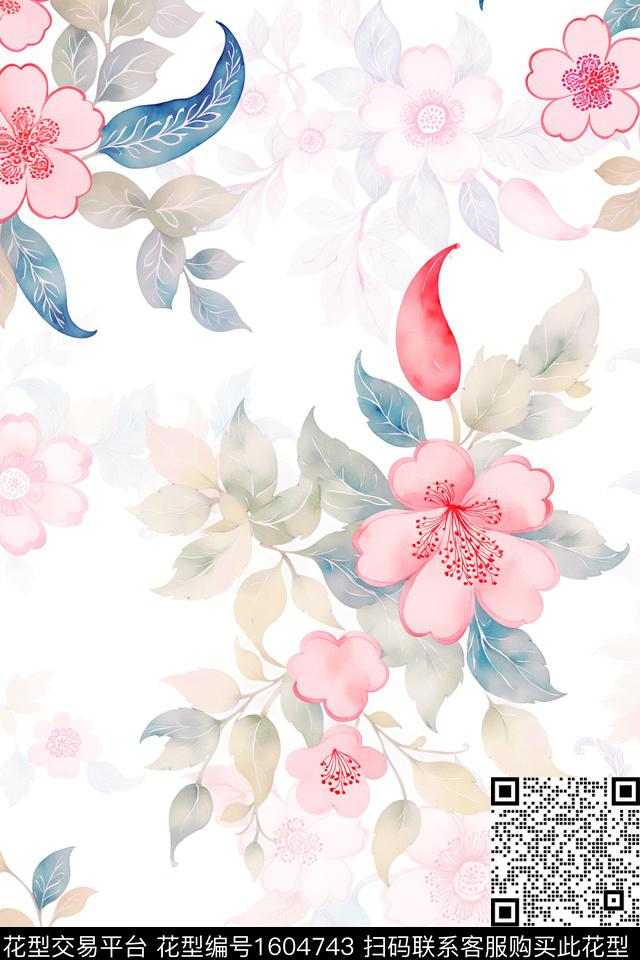 影花大花花卉数码印花华亿平台下载（图片编号: 1604743） - 瓦栏（Walan）
