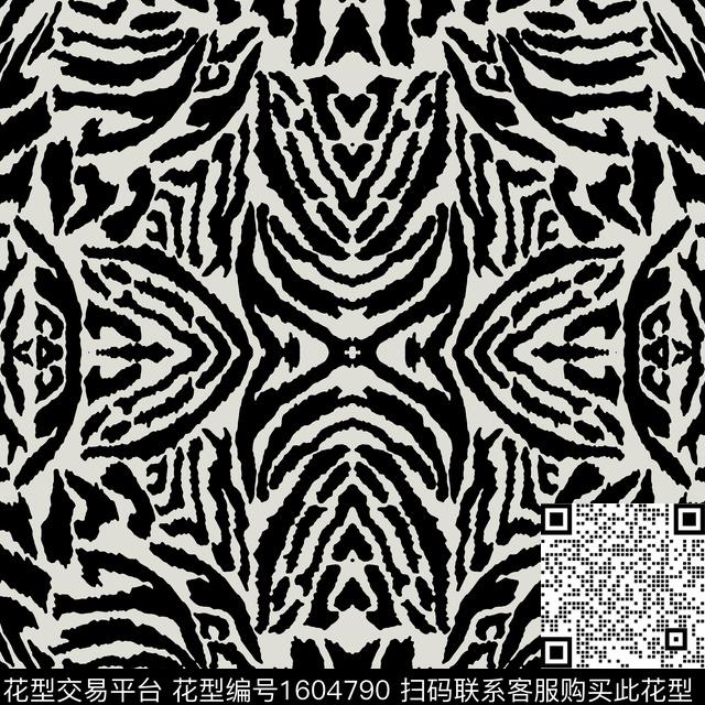 动物纹黑白华亿平台大牌风传统印花华亿平台下载（图片编号: 1604790） - 瓦栏（Walan）