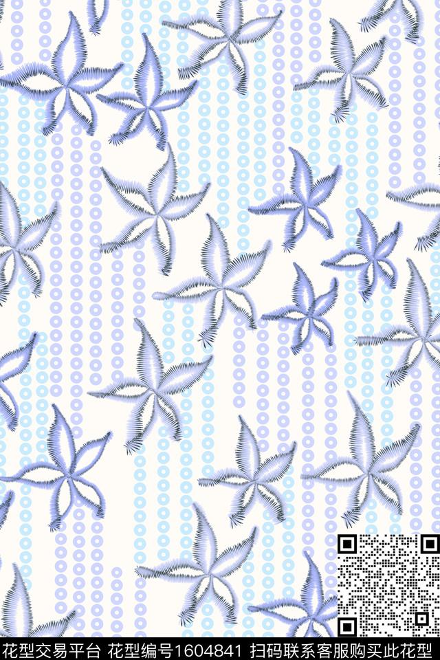 花卉简约线条花卉数码印花华亿平台下载（图片编号: 1604841） - 瓦栏（Walan）