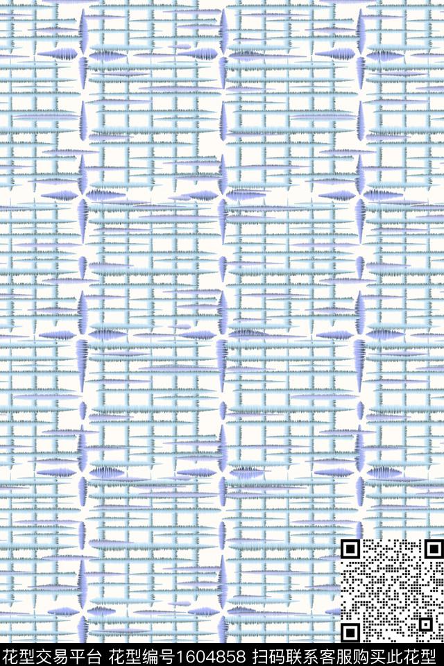 肌理笔触格子数码印花华亿平台下载（图片编号: 1604858） - 瓦栏（Walan）