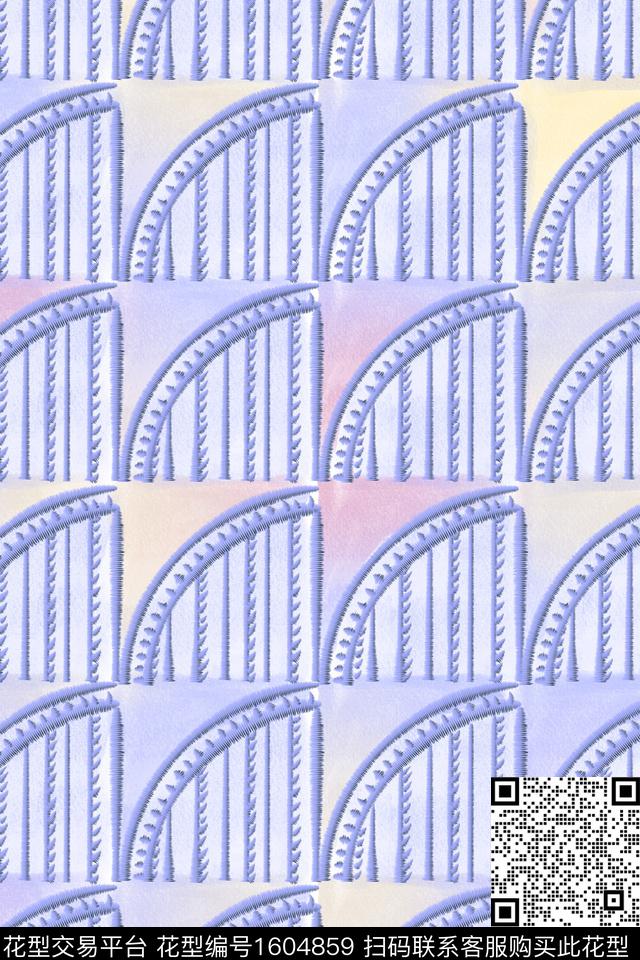 水彩格子线条数码印花华亿平台下载（图片编号: 1604859） - 瓦栏（Walan）