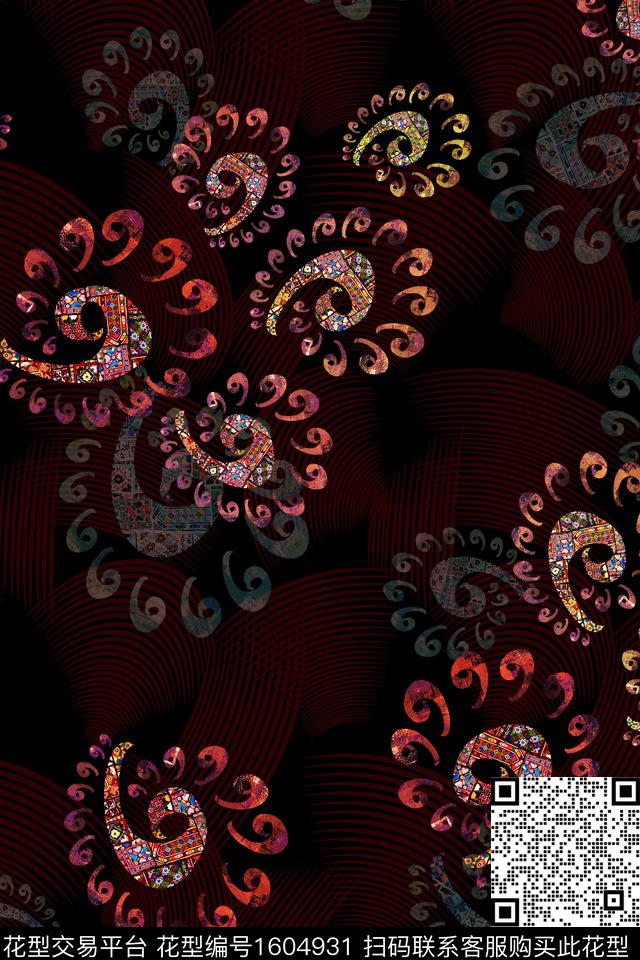 民族风中老年民族花卉数码印花华亿平台下载（图片编号: 1604931） - 瓦栏（Walan）