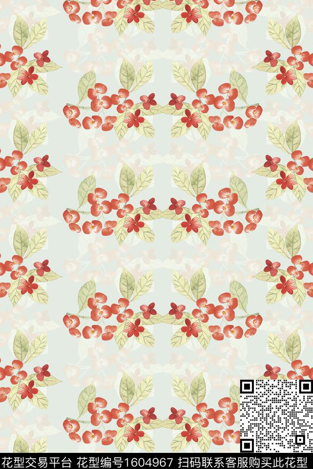 花卉水彩花卉影花数码印花华亿平台下载（图片编号: 1604967） - 瓦栏（Walan）