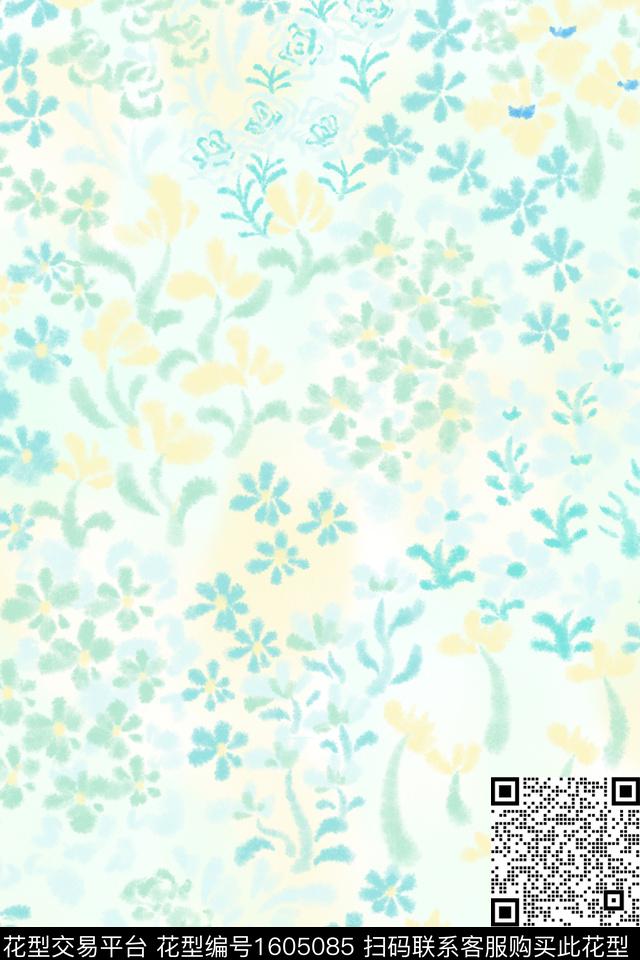 花卉清爽底花卉小碎花数码印花华亿平台下载（图片编号: 1605085） - 瓦栏（Walan）