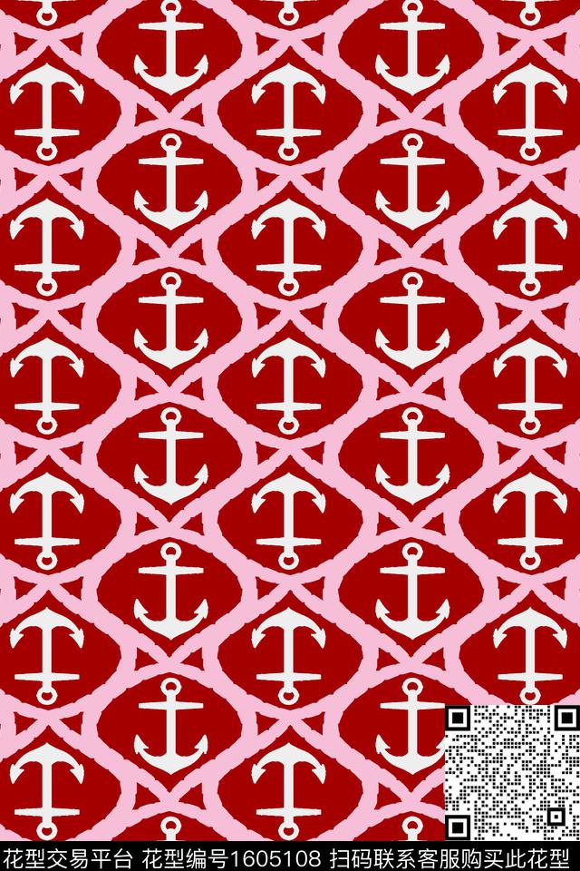 船锚航海趣味传统印花华亿平台下载（图片编号: 1605108） - 瓦栏（Walan）