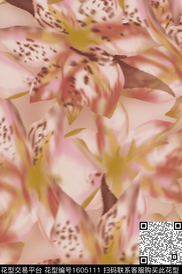模糊花卉花卉数码印花华亿平台下载（图片编号: 1605111） - 瓦栏（Walan）