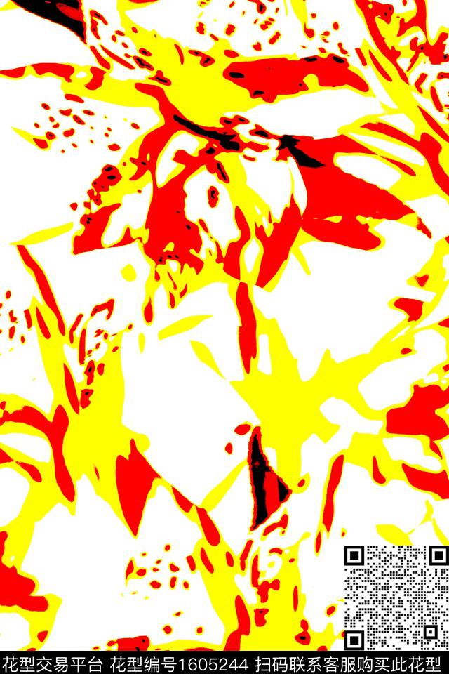 抽象涂鸦炫彩数码印花华亿平台下载（图片编号: 1605244） - 瓦栏（Walan）