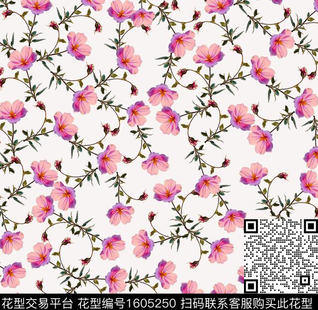 黑底花卉春夏华亿平台连衣裙传统印花华亿平台下载（图片编号: 1605250） - 瓦栏（Walan）