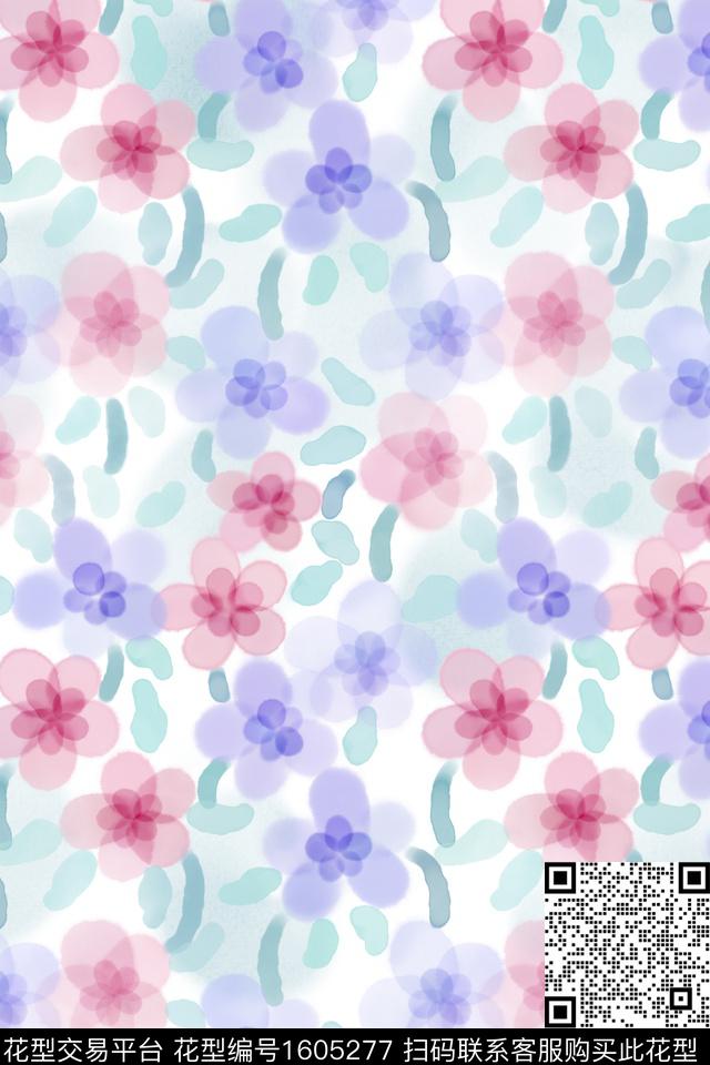 小清新清爽底花卉花卉数码印花华亿平台下载（图片编号: 1605277） - 瓦栏（Walan）
