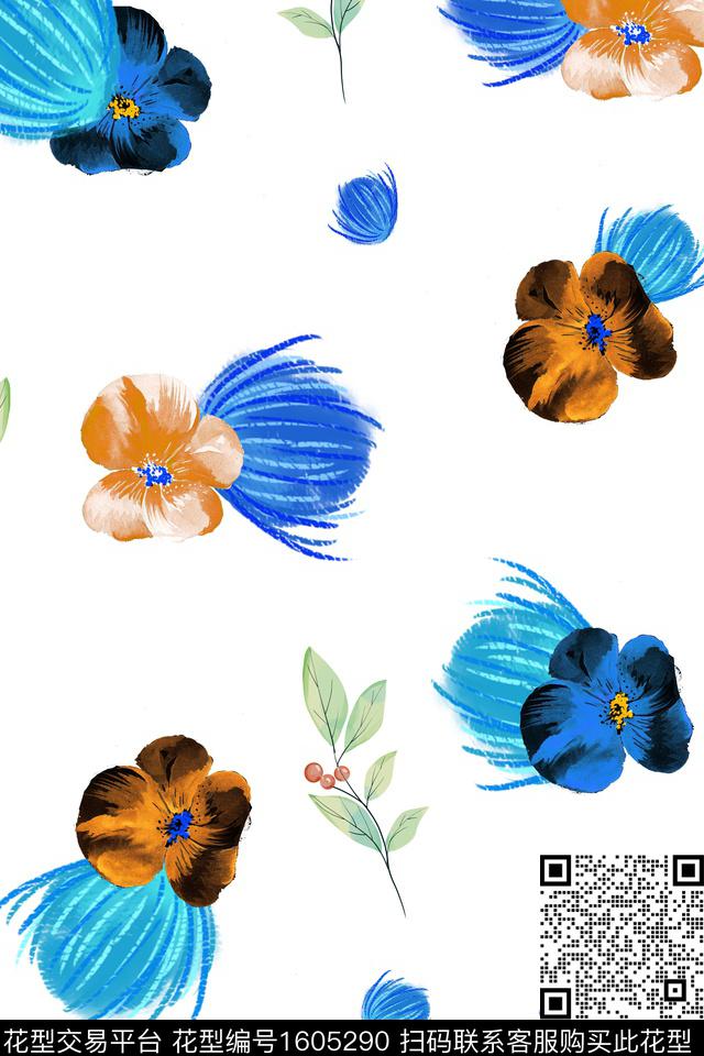 民族风花卉绿植树叶数码印花华亿平台下载（图片编号: 1605290） - 瓦栏（Walan）