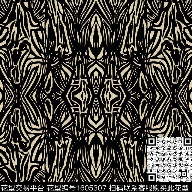 抽象线条对称传统印花华亿平台下载（图片编号: 1605307） - 瓦栏（Walan）