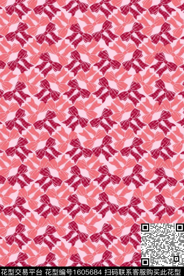 趣味可爱蝴蝶结数码印花华亿平台下载（图片编号: 1605684） - 瓦栏（Walan）