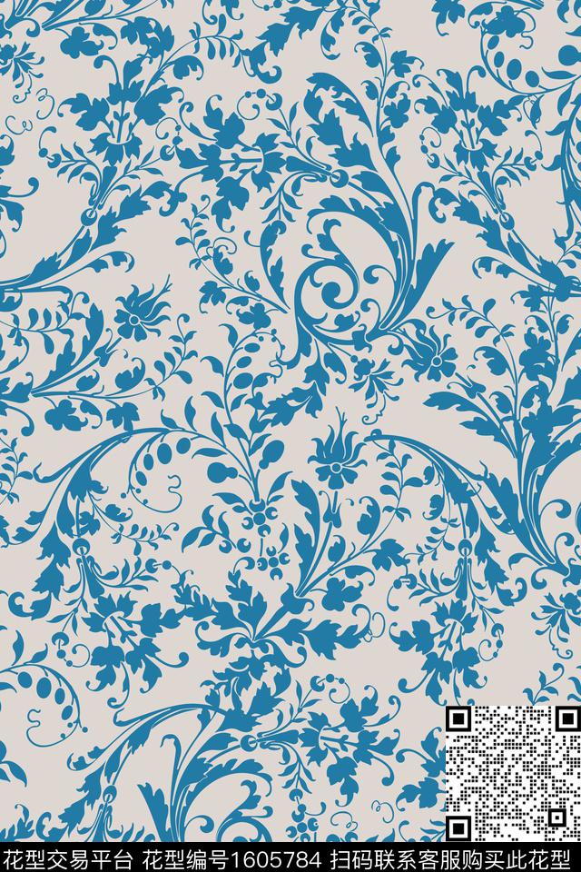 古典花纹剪影民族风传统印花华亿平台下载（图片编号: 1605784） - 瓦栏（Walan）