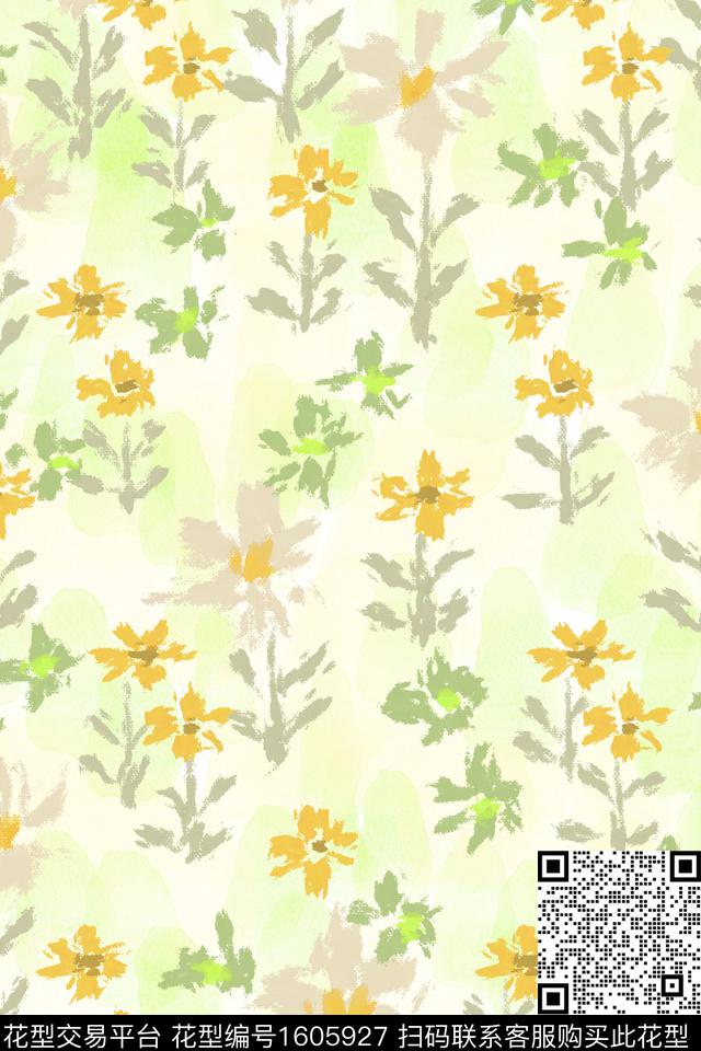 小清新清爽底花卉花卉数码印花华亿平台下载（图片编号: 1605927） - 瓦栏（Walan）