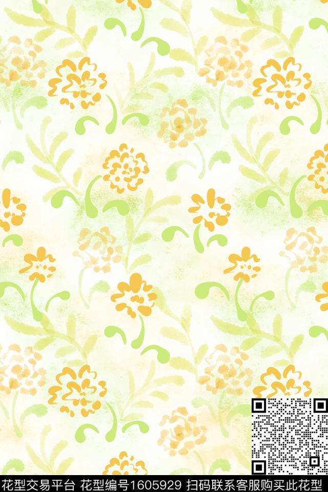 清爽底花卉花卉少女数码印花华亿平台下载（图片编号: 1605929） - 瓦栏（Walan）
