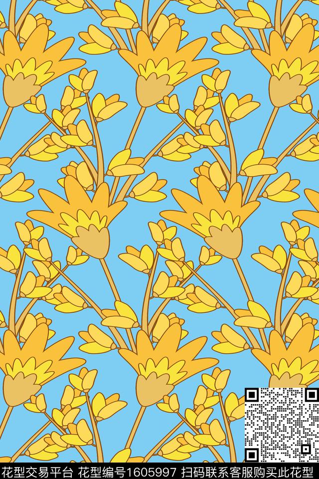 花卉平面花卉传统印花华亿平台下载（图片编号: 1605997） - 瓦栏（Walan）