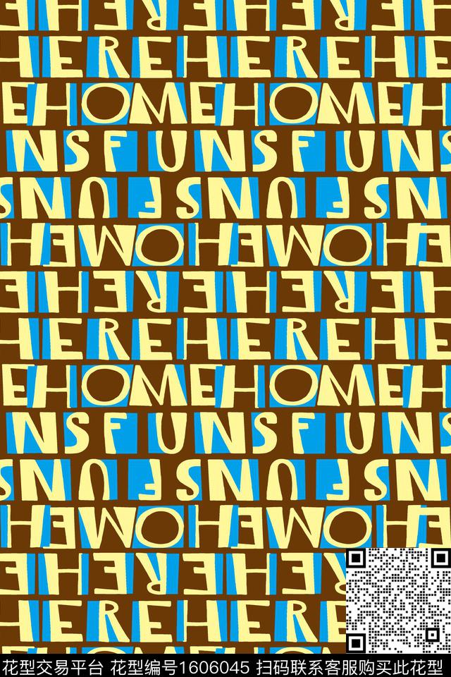 条纹字母趣味传统印花华亿平台下载（图片编号: 1606045） - 瓦栏（Walan）