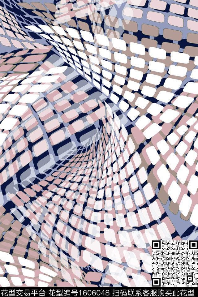 格子几何抽象数码印花华亿平台下载（图片编号: 1606048） - 瓦栏（Walan）