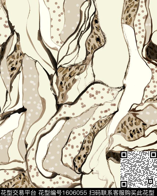 豹纹水彩波点数码印花华亿平台下载（图片编号: 1606055） - 瓦栏（Walan）