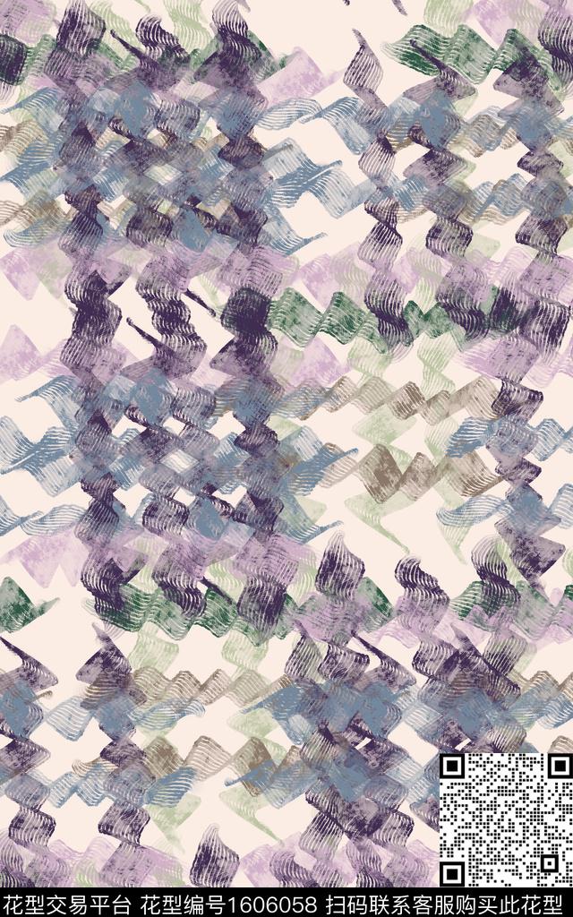 水彩波浪纹抽象数码印花华亿平台下载（图片编号: 1606058） - 瓦栏（Walan）