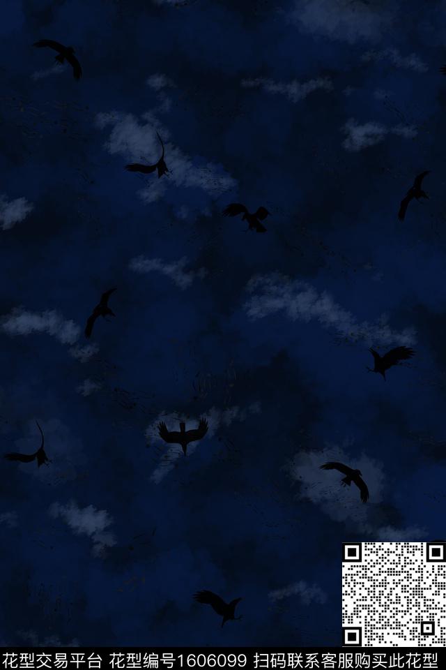 云雾休闲抽象男装数码印花华亿平台下载（图片编号: 1606099） - 瓦栏（Walan）