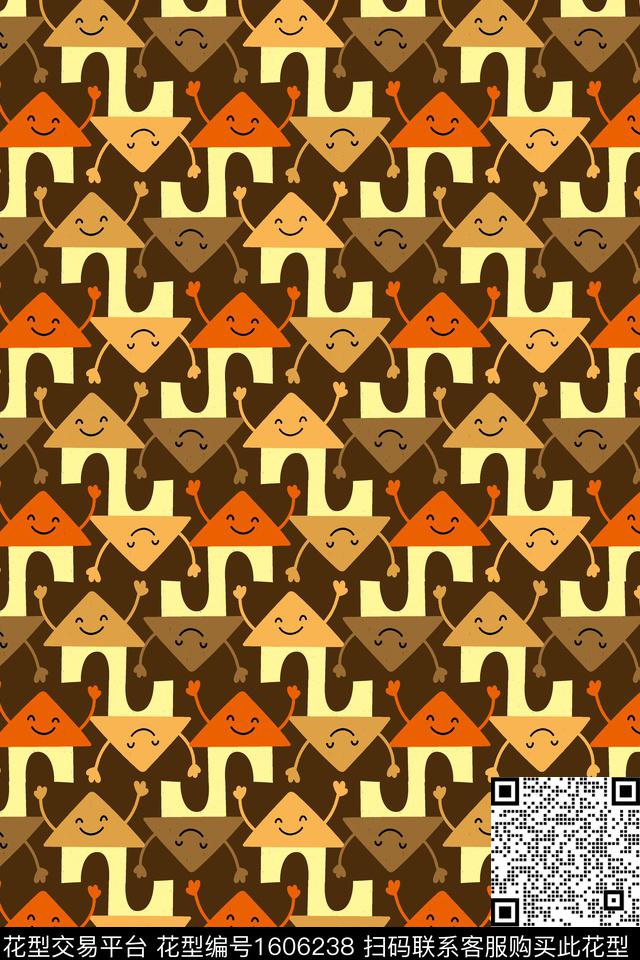 卡通房屋几何数码印花华亿平台下载（图片编号: 1606238） - 瓦栏（Walan）