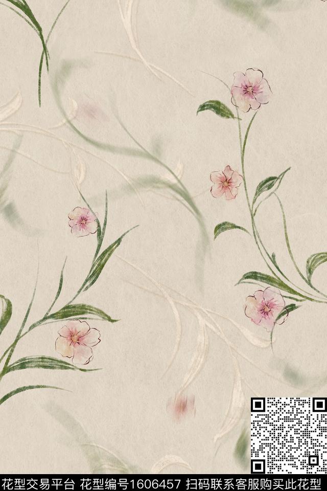 影花中式风淑女数码印花华亿平台下载（图片编号: 1606457） - 瓦栏（Walan）