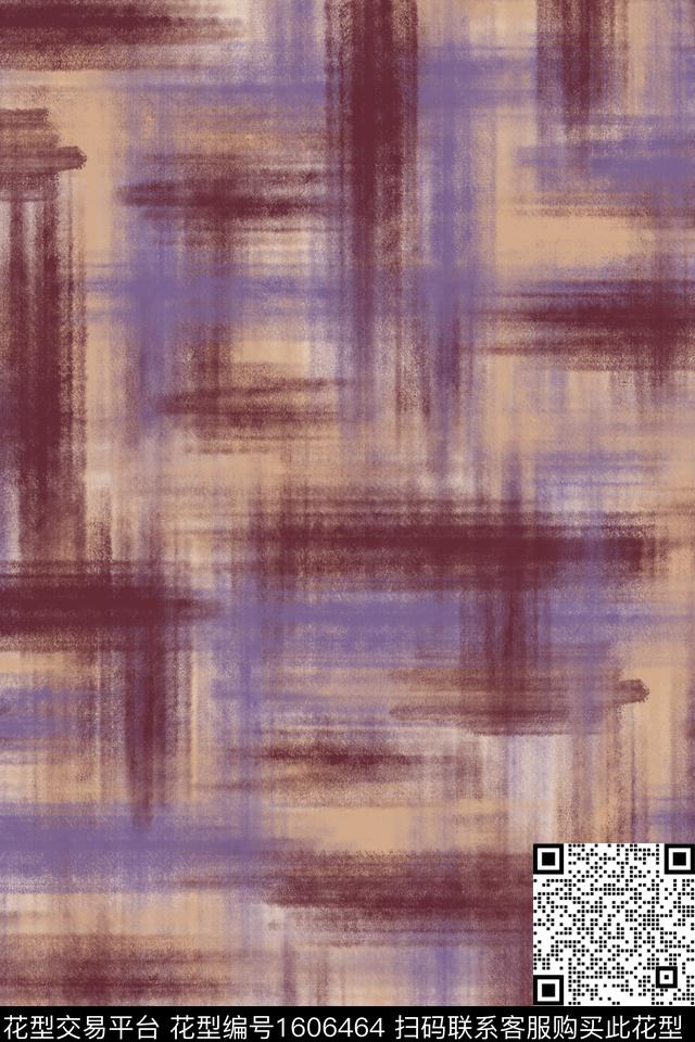 水彩笔触格子数码印花华亿平台下载（图片编号: 1606464） - 瓦栏（Walan）