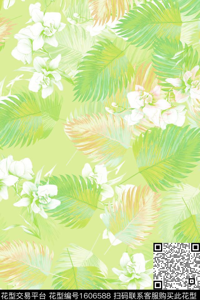 热带华亿平台温室花卉绿植树叶数码印花华亿平台下载（图片编号: 1606588） - 瓦栏（Walan）