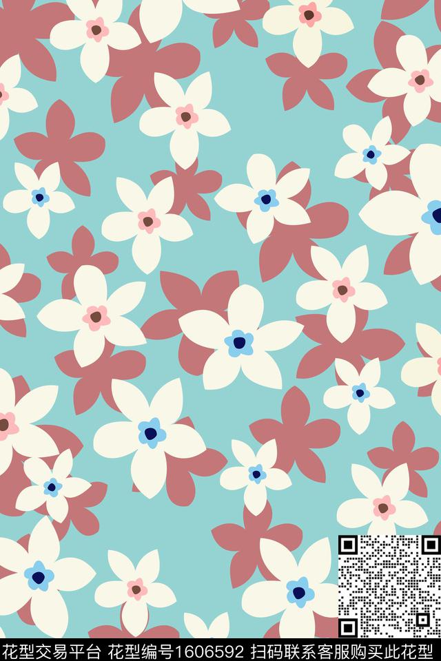 小碎花花卉剪影传统印花华亿平台下载（图片编号: 1606592） - 瓦栏（Walan）