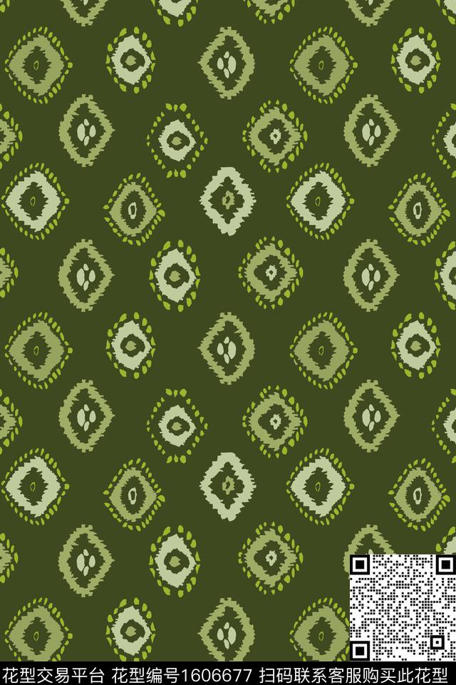 民族风绿色传统印花华亿平台下载（图片编号: 1606677） - 瓦栏（Walan）