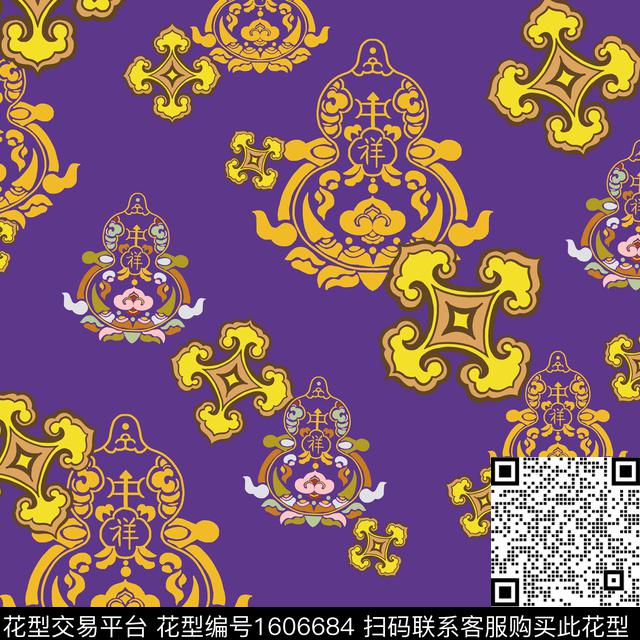 古典花纹中国风民族风传统印花华亿平台下载（图片编号: 1606684） - 瓦栏（Walan）